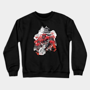 Japanese anchient building in watercolor style Crewneck Sweatshirt